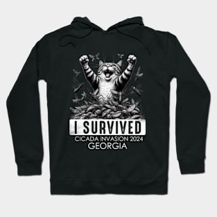 Georgia Cicada Invasion Survivor Funny Cat Hoodie